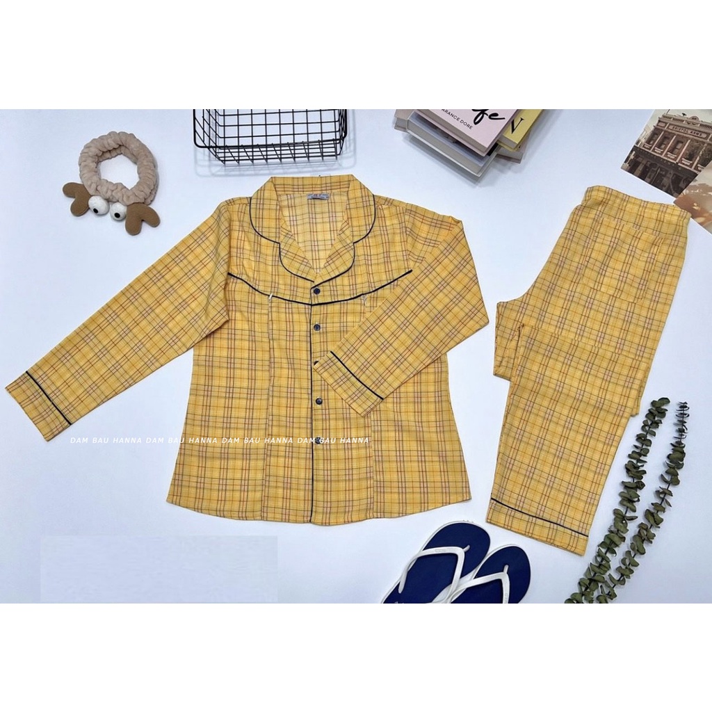 [SIZE 40-77kg] Bộ Đồ Bầu &amp; Sau Sinh Pizama Có Khóa Bé Ty HANNA Vải Lụa Cao Cấp Co Dãn Không Xù Thoáng Mát Thoải Mái Có T