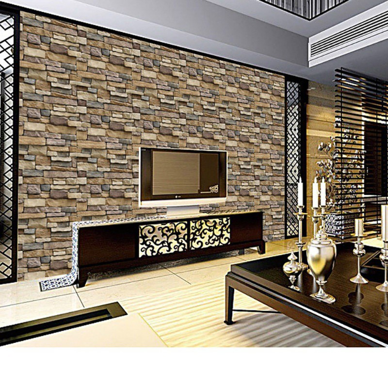 Miếng dán tường 3D giả đá độc đáo bằng xốp mềm