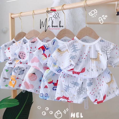 Bộ Coton Giấy Cho Bé Mặc Nhẹ Mềm Mát- Bộ Quần Áo Mặc Nhà Trẻ Em Cho Bé Sơ Sinh