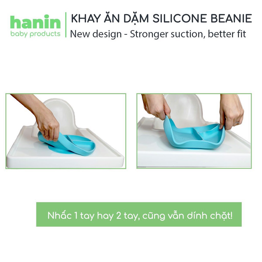 Khay ăn dặm cho bé chống đổ Beanie Hanin Baby thiết kế 3 ngăn với chất liệu silicone an toàn cho trẻ