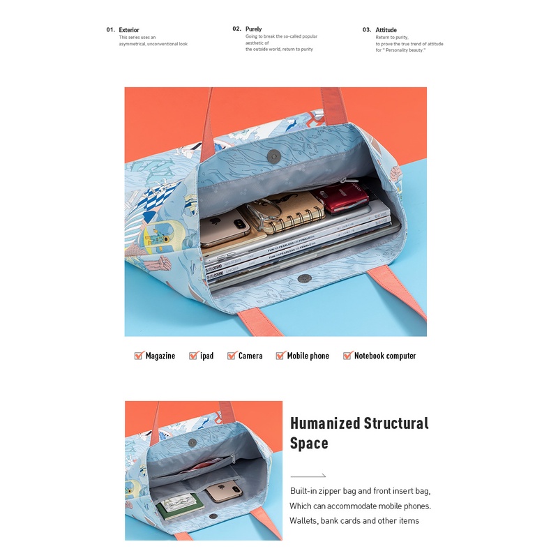 MAH Túi vải in Túi xách vải có sức chứa lớn thông thường