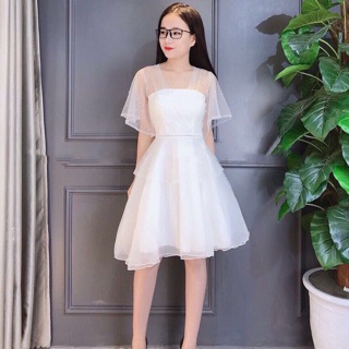 Đầm dự tiệc cụp ngực tay phồng siêu xinh