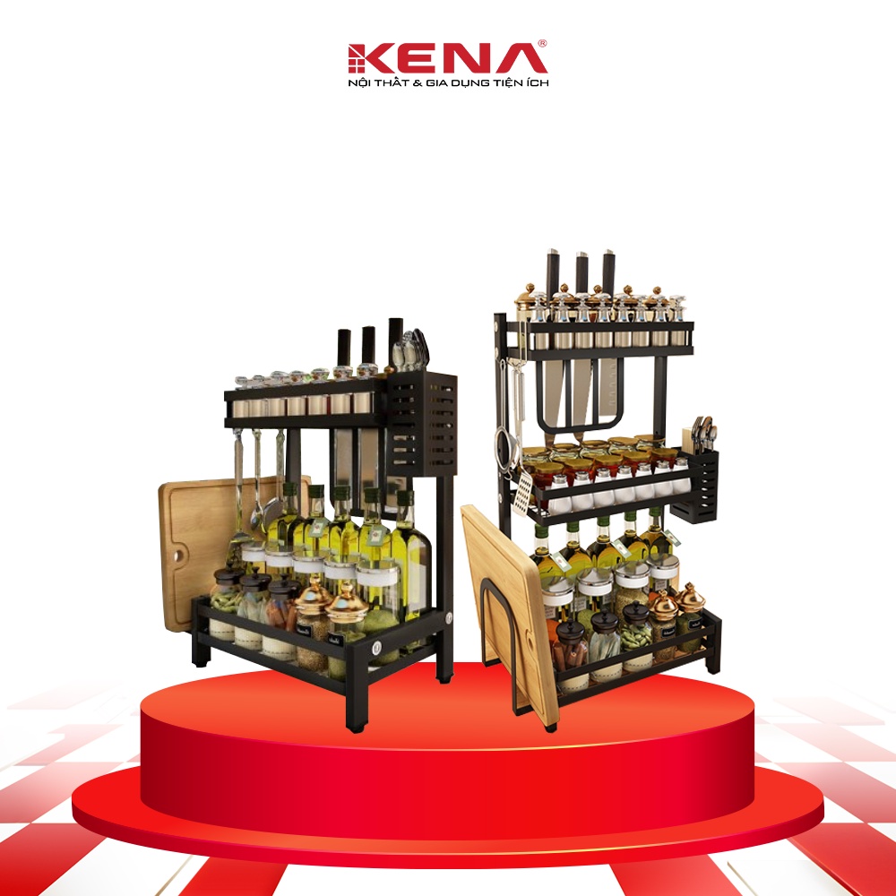 Kệ đựng gia vị 2 tầng, 3 tầng KENA KN 133 lắp ghép thông minh, sơn tĩnh điện chống gỉ