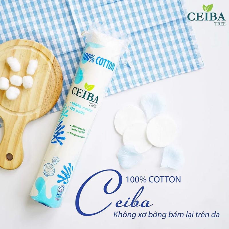 Bông Tẩy Trang Ceiba 100% Chất Liệu Cotton 120 Miếng 100% Cotton Tree