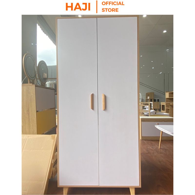 Tủ quần áo hiện đại cánh mở kết hợp treo và nhiều ngăn lưu trữ giúp bảo quản áo quần HAJI A129