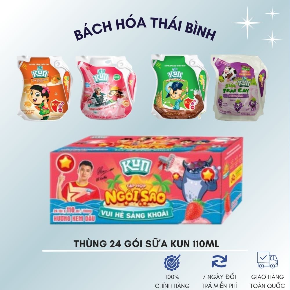 THÙNG 24 BỊCH 110ML SỮA TRÁI CÂY KUN Lif