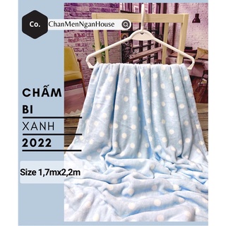 🌿chăn mền lông tuyết bi xanh-size 1,7mx2,2m