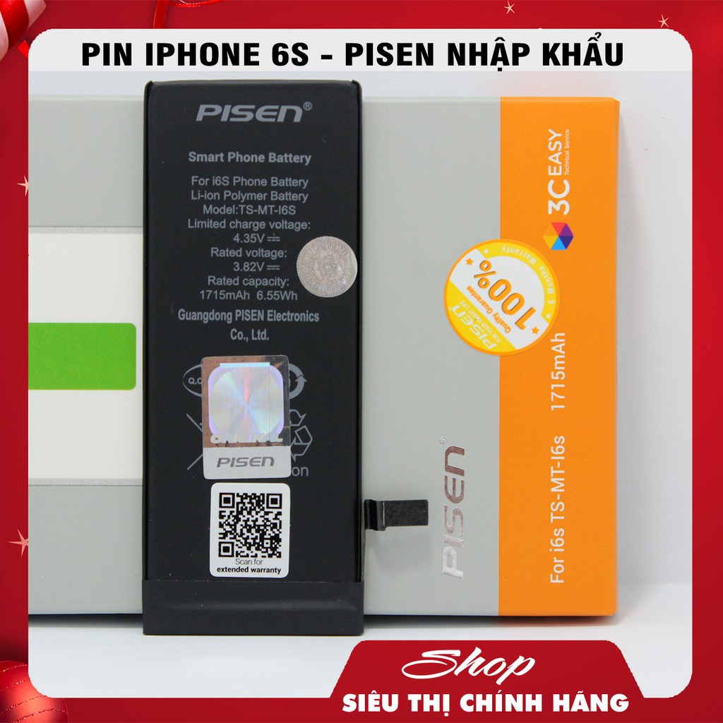 Pin Pisen iPhone 6S - Hàng Chính Hãng