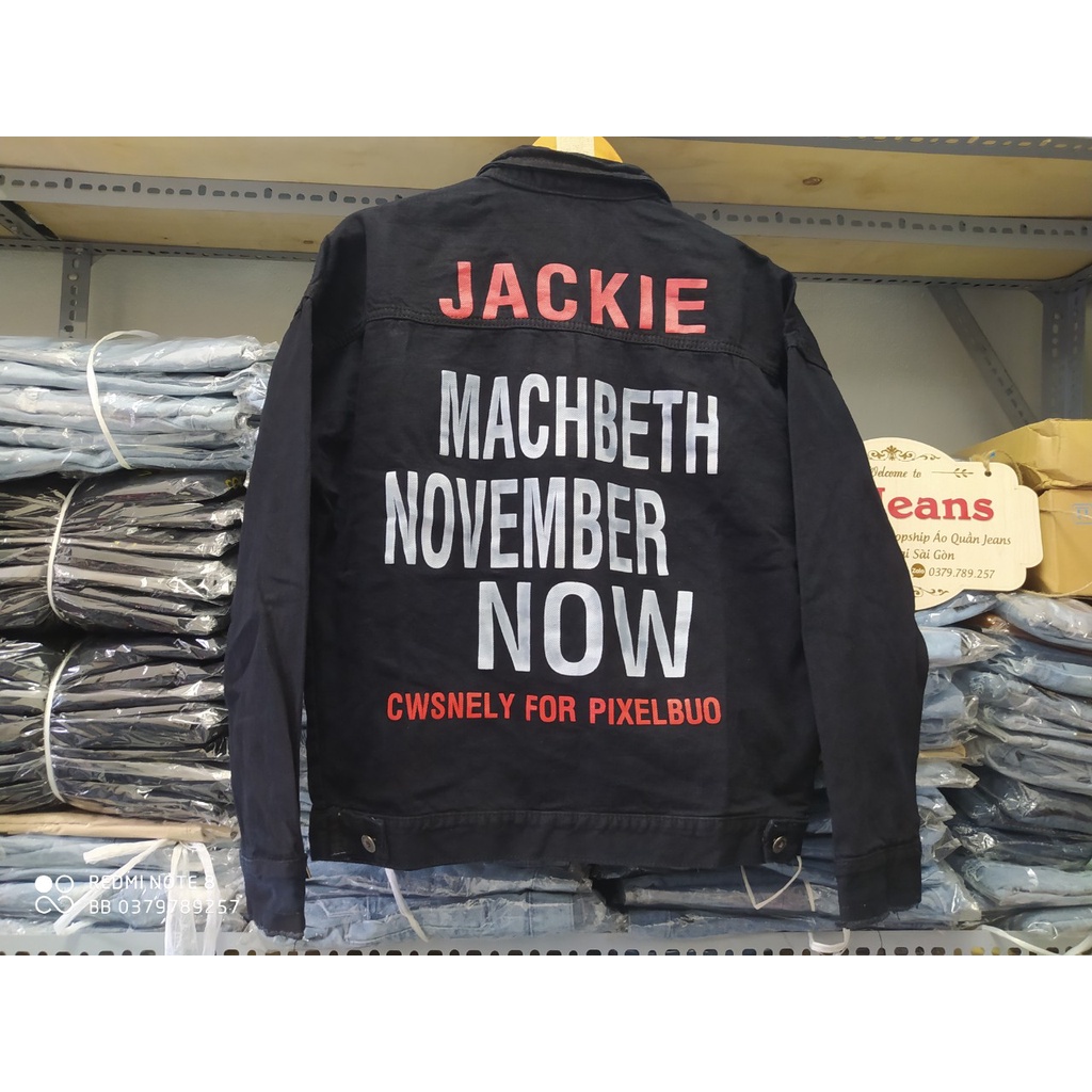 [giá xưởng] Áo khoác jean nữ màu đen form rộng chữ vàng AST cực đỉnh vải mềm mới toang từ Chiwawa cho 2022