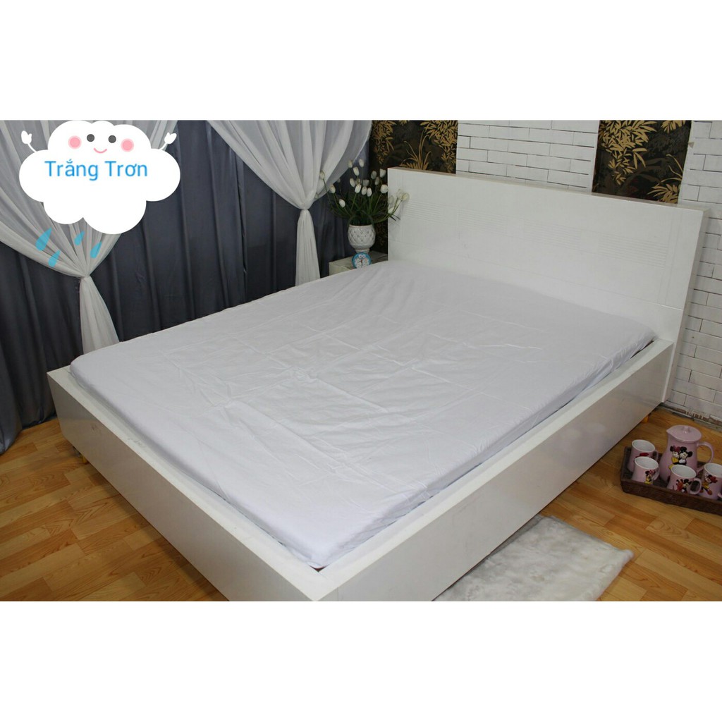 Bộ Drap Gối KHA LY -  Trắng Trơn 1m6x2m