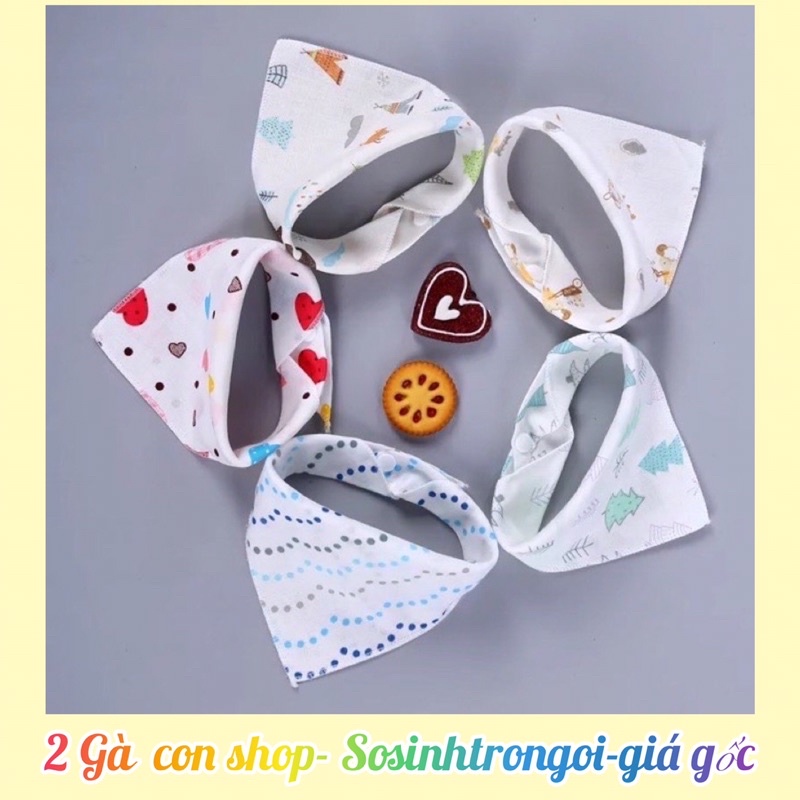 Sét 5 yếm cổ cho bé loại cotton mềm đẹp có cúc bấm điều chỉnh