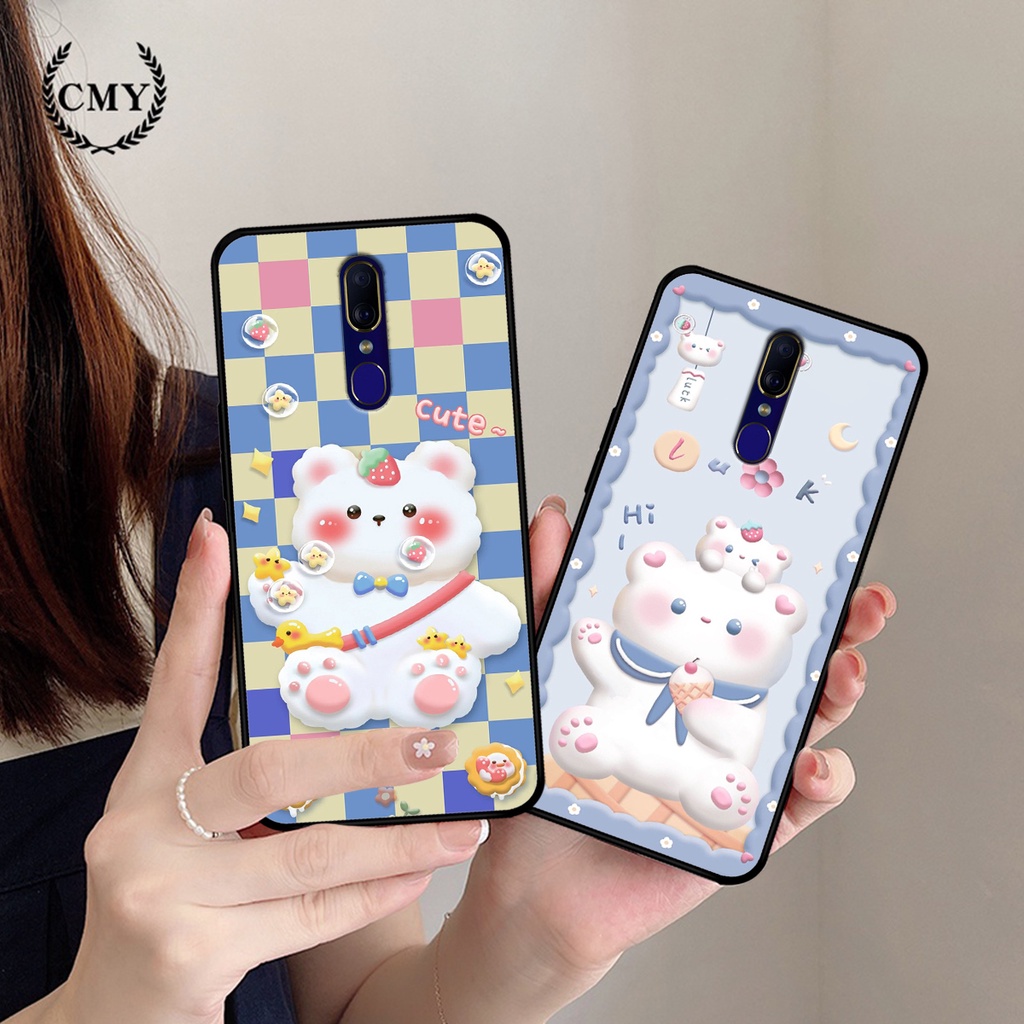 Ốp lưng Oppo F11 / Oppo F11 Pro in hình caro gấu thỏ dễ thương