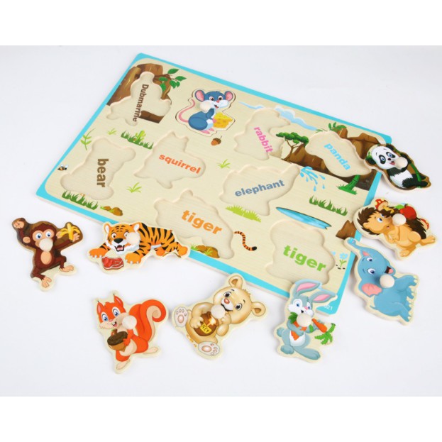 Đồ chơi bảng ghép gỗ có núm cầm loại 1, hàng đẹp, chắc chắn cho bé phát triển