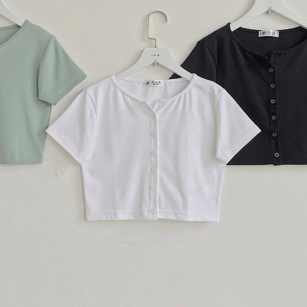 [Mã FAMAYWA giảm 10K đơn 50K] Áo Thun Croptop Body 6 Cúc Dọc 3 Màu AT24 | BigBuy360 - bigbuy360.vn