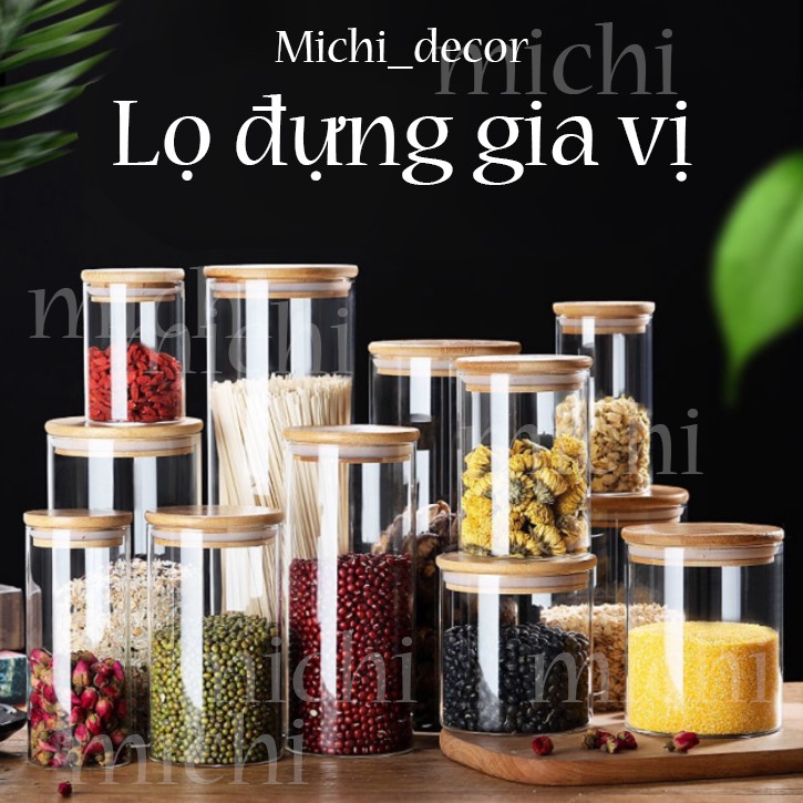 Lọ thủy tinh nắp gỗ đựng đồ khô cao cấp 250ml,450ml,650ml