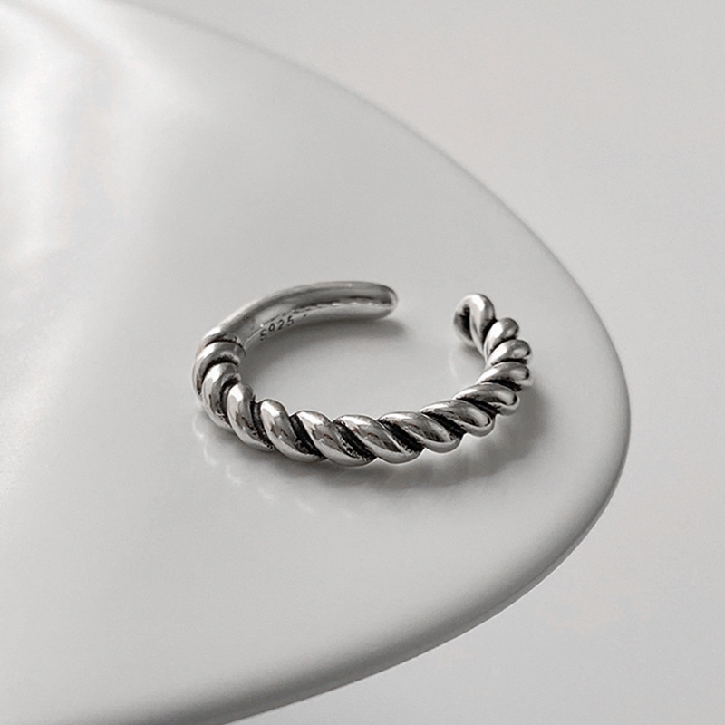Nhẫn Hở Kiểu Hình Học Đơn Giản Màu Bạc Phong Cách Cổ Điển Thời Trang Cho Nữ