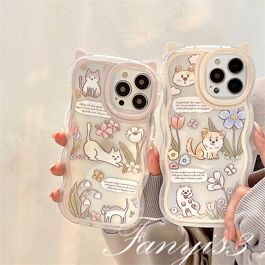 Ốp Điện Thoại Mềm Trong Suốt Hình Tai Mèo Cho iPhone 14 13 12 11 Pro Max X XR Xs Max 8 7 6 6s + SE 2020