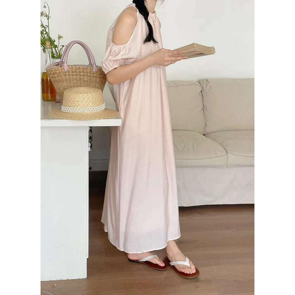 đầm chun khoét vai dáng suông