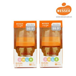 [Sỉ_lẻ] Bộ 2 bình sữa Wesser Nano Silver 60ml