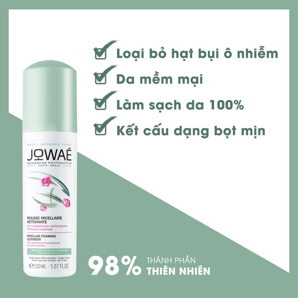 Sữa Rửa Mặt Tạo Bọt JOWAE Loại Bỏ Chất Bẩn Làm Sạch Da - Mỹ Phẩm Thiên Nhiên Nhập Khẩu Pháp 150ml