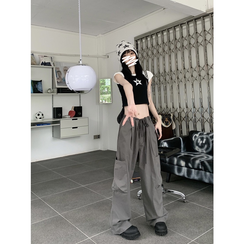 Quần Dài Lưng Cao Ống Rộng Phong Cách Retro Hàn Quốc Với 3 Màu Tùy Chọn