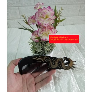 Lược trải đầu sừng trâu đen hình rồng cuộn - LRD01