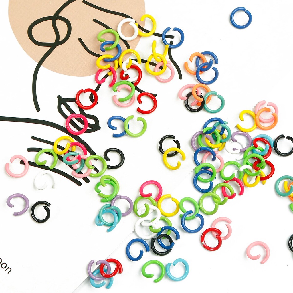 Set 50 khoen kim loại nhiều màu sắc trang trí bím tóc size 8mm