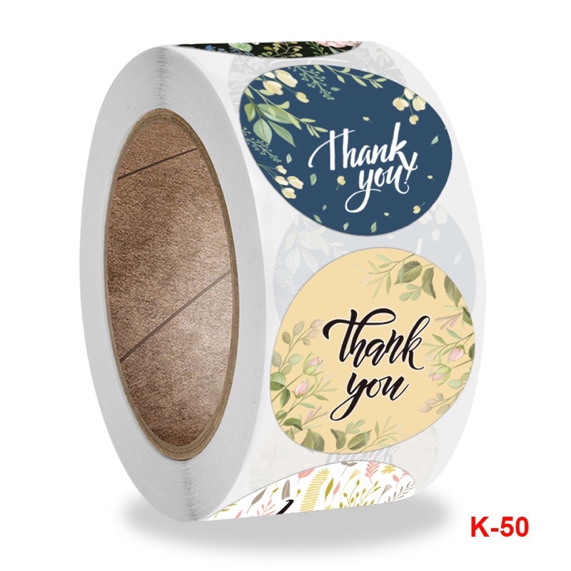 set 100 tem dán/ nhãn dán Thank you mẫu 6 size 2.5 cm