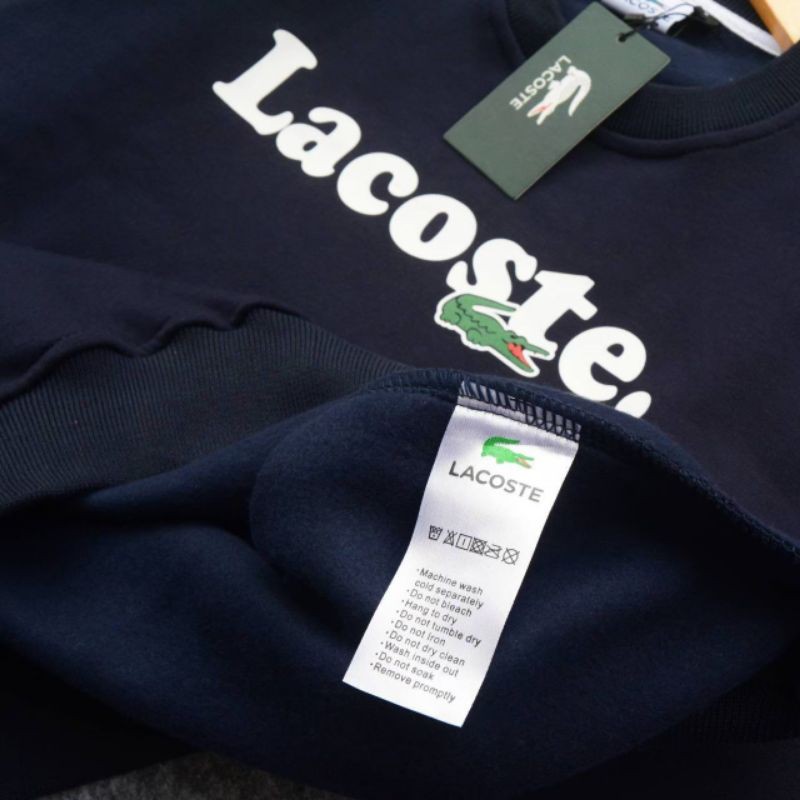 Áo Sweater Lacoste Cổ Tròn Màu Xanh Navy Đen