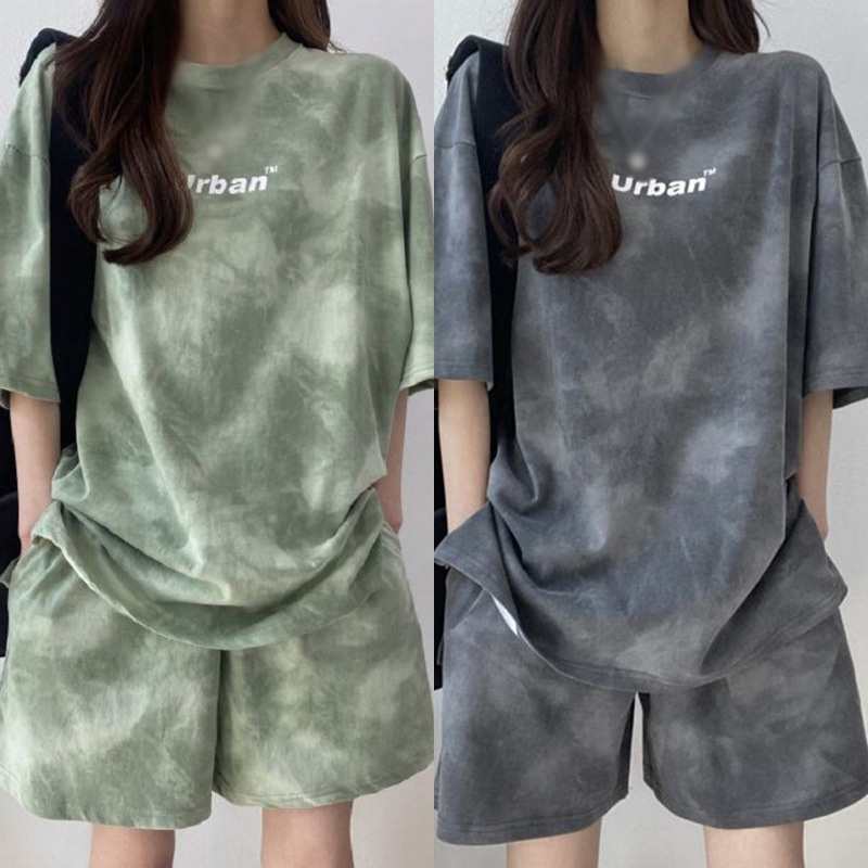 Set áo thun tay ngắn và quần ngắn ống rộng phong cách Hàn Quốc thời trang cá tính cho nữ