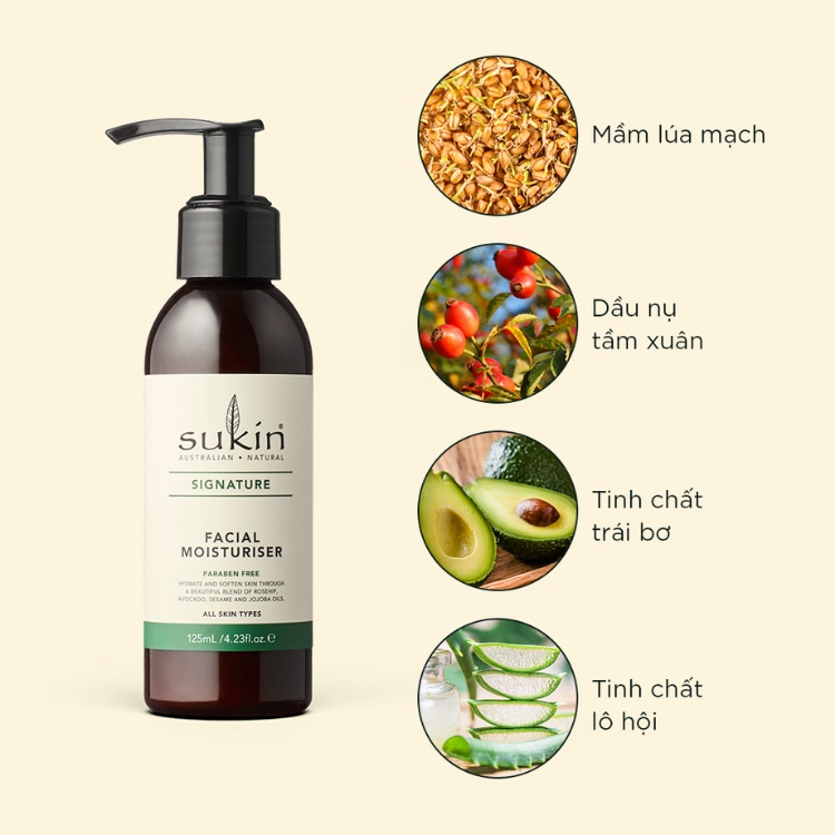Kem Dưỡng Ẩm Dành Cho Da Mặt Sukin Signature Facial Moisturiser 125ml