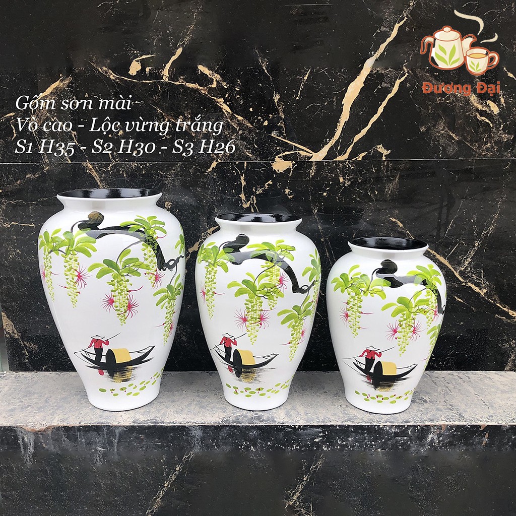 Lọ Hoa Sơn Mài Gốm Sứ Bát Tràng Đương Đại – Bình Cắm Hoa Cao Cấp - Dáng Vò