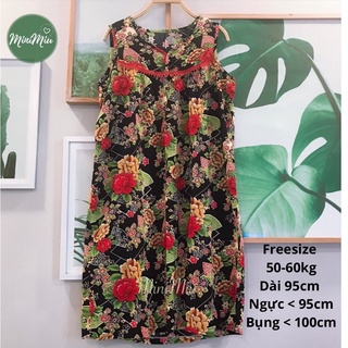 Váy ngủ mặc nhà vải tole lanh dáng suông, sát nách, đầm tole nữ mặc nhà