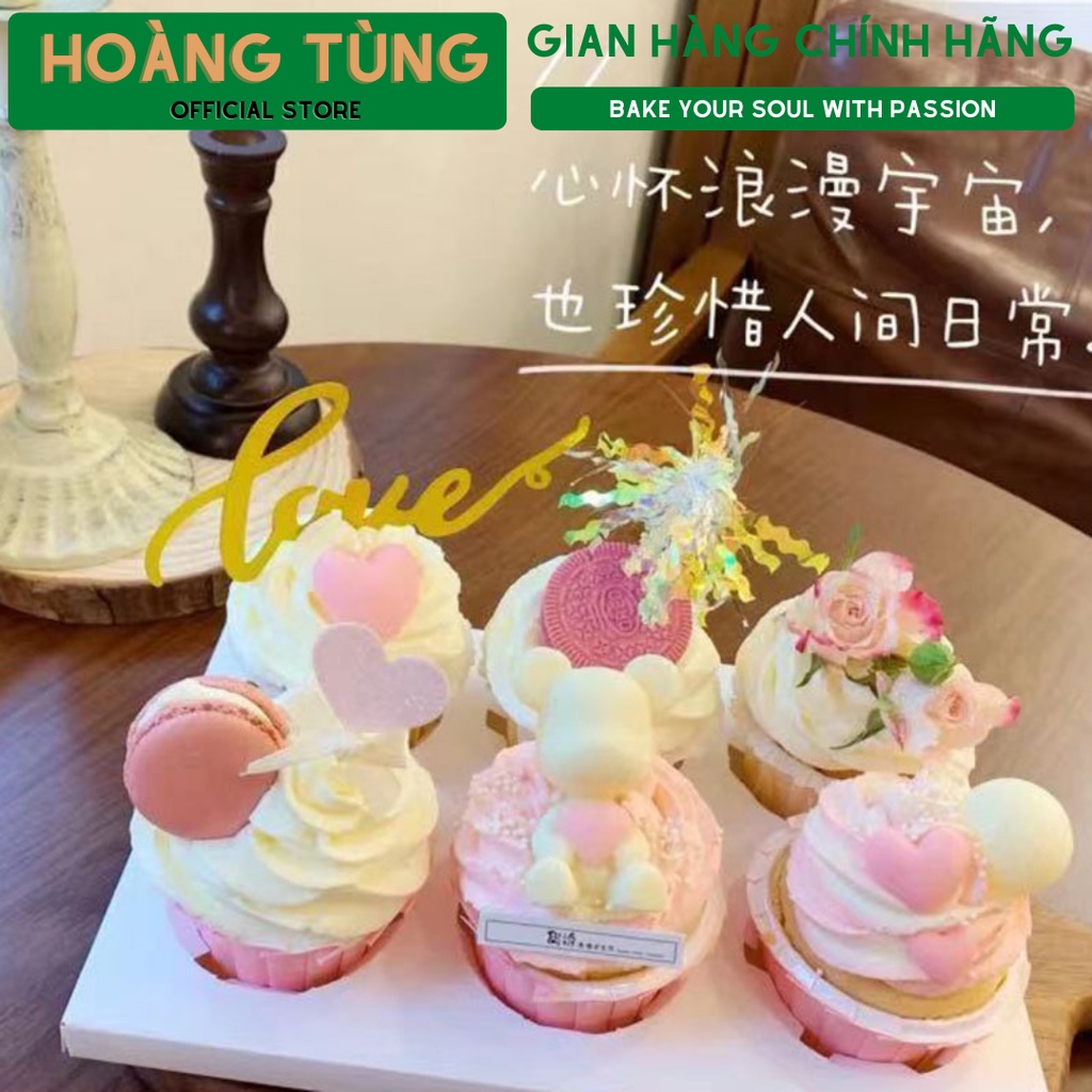 Set trang trí bánh sinh nhật, bánh kem, bông xù