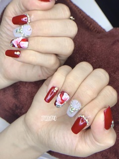 Hoa Bột Nail set 2 bông Hoa Sen Trang trí móng