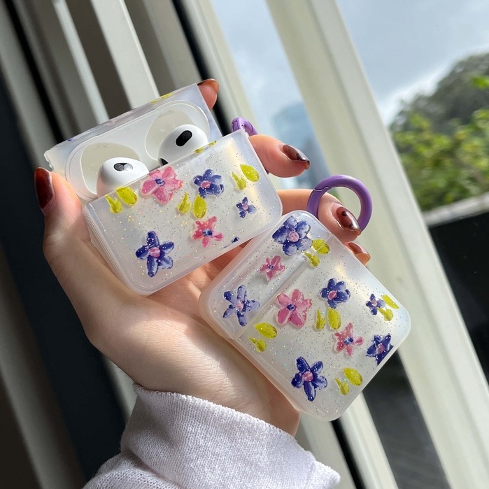 Vỏ Bảo Vệ Hộp Sạc Tai Nghe Airpods 3 Pro 2 3 Họa Tiết Hoạt Hình Hoa Và Vịt Dễ Thương Ốp