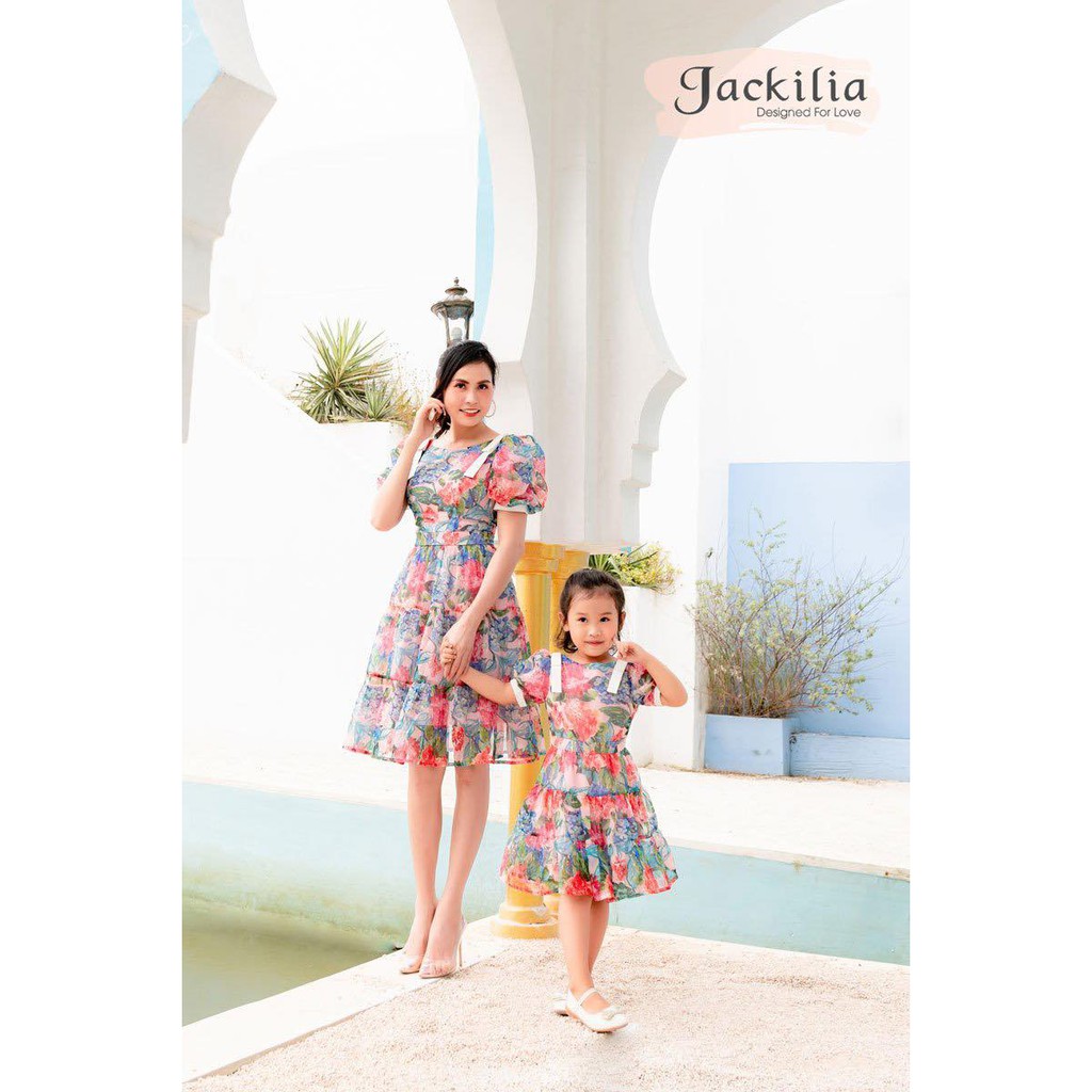 [Chính Hãng Jackilia] Đồ Đôi Đầm Hoa Dễ Thương Mẹ Và Bé - Set Đồ Gia Đình - Hàng Thiết Kế