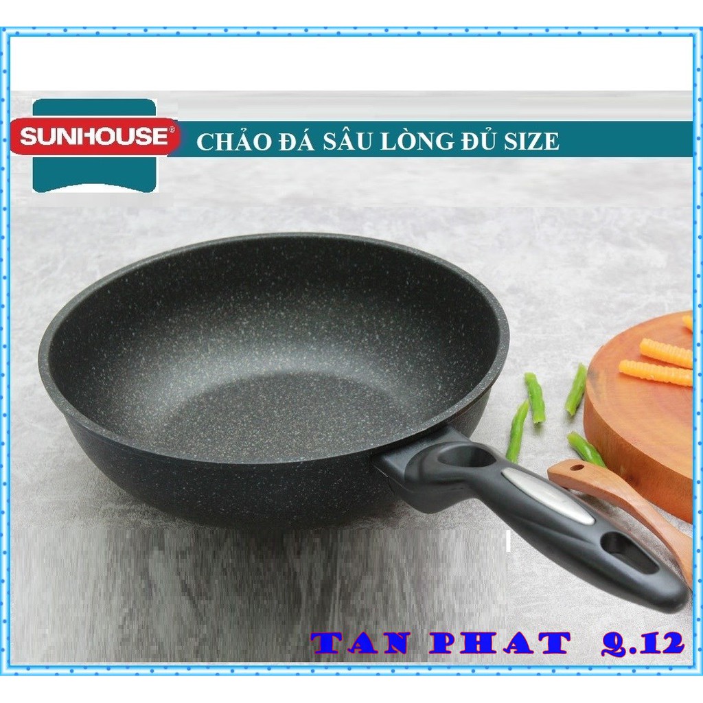 CHẢO SIÊU BỀN ĐÁ SÂU sunhose đủ size (SIÊU DẦY ĐẸP, CHỐNG DÍNH BẢO HÀNH 36 THÁNG)