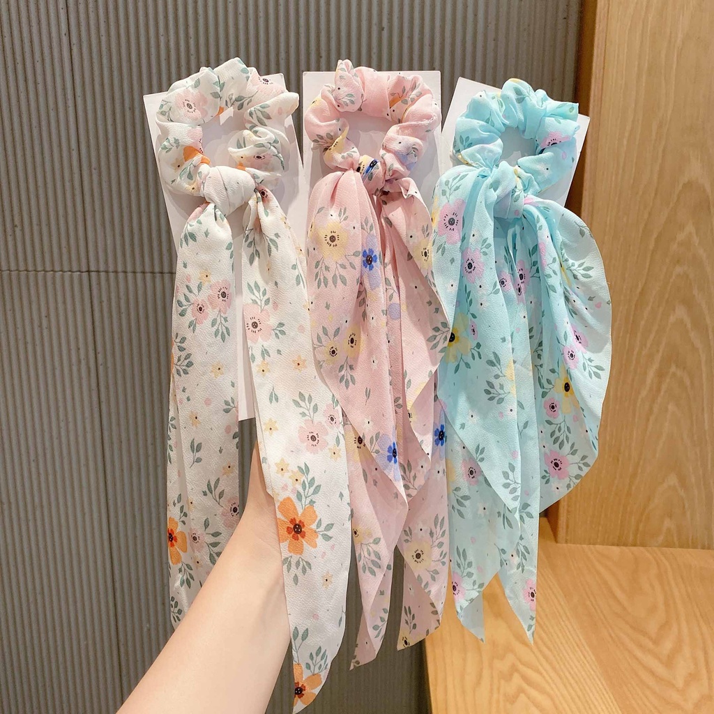 Dây Buộc Tóc Thắt Nơ In Họa Tiết Hoa Phong Cách Hàn Quốc Hàng Mới Dành Cho Nữ 2022