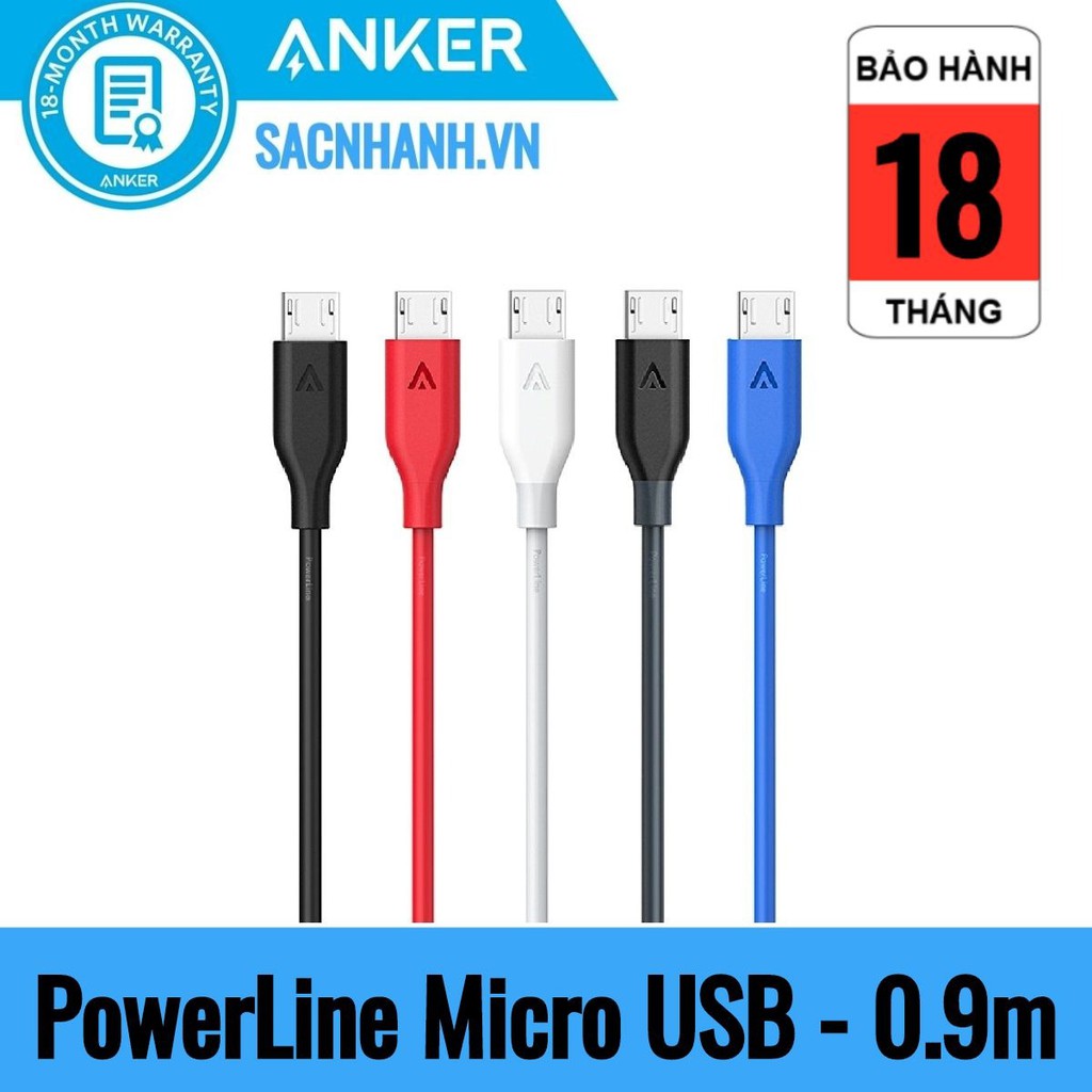 Cáp Sạc Nhanh Micro USB Anker PowerLine - Dài 0.9m - A8132