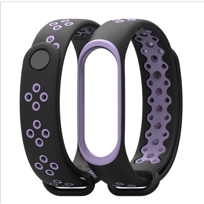 Dây đeo thay thế cho Xiaomi Miband 3 và 4 và 5 MB01 phối 2 mầu inbox mẫu