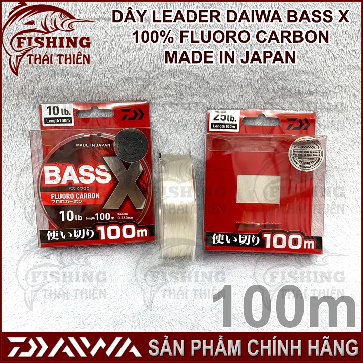 Dây Câu Cá Leader Daiwa Bass X 100% Fluoro Carbon Cuộn 100m Made In Japan