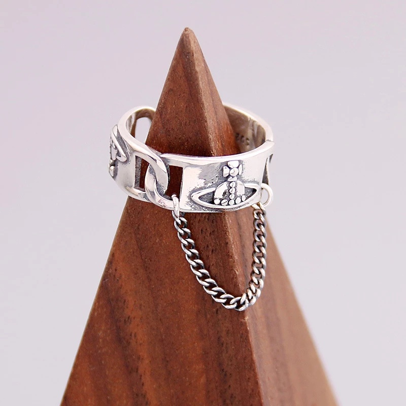 Nhẫn hở phối chuỗi dây xích hình hành tinh thời trang sành điệu cho nữ