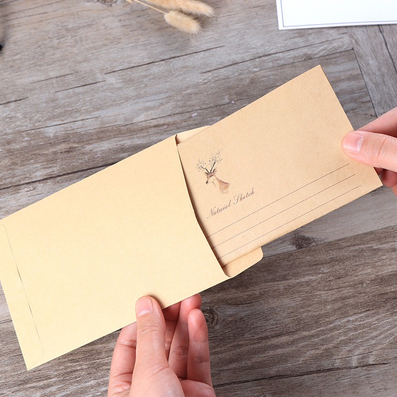 Bộ 2 giấy viết thư Kraff họa tiết Vintage kèm phong bì (PB03)