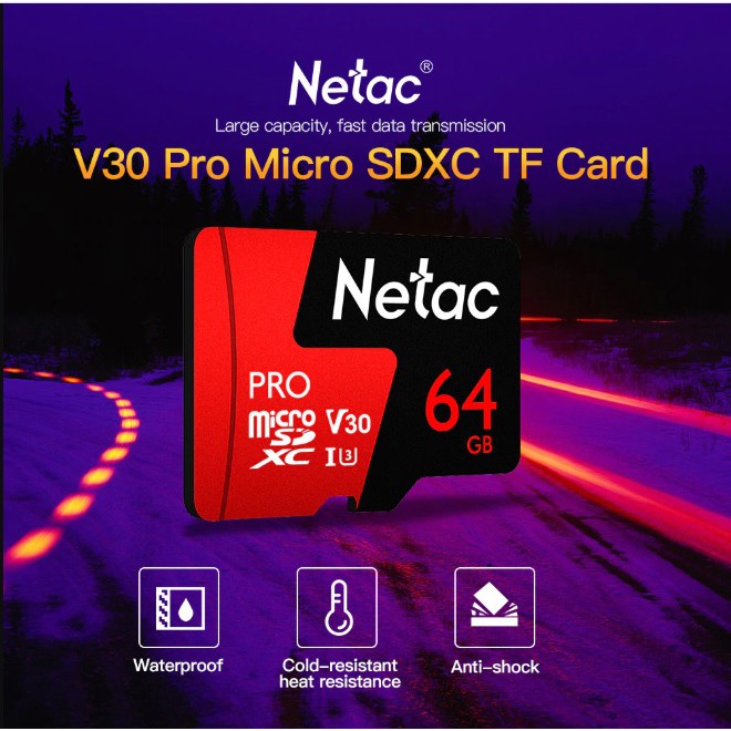 Thẻ nhớ microSDXC Netac Pro 32GB / 64GB U3 4K V30 98MB/s - chuyên camera, máy quay và điện thoại (Đỏ)