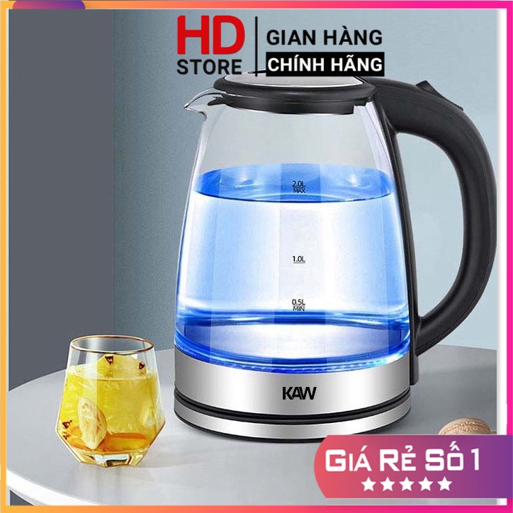 Bình Nấu Nước Siêu Tốc KAW/RAPIDO RK1818 dung tích 2L ⭐ Tiết kiệm điện, bình thủy tinh, nước nóng nhanh