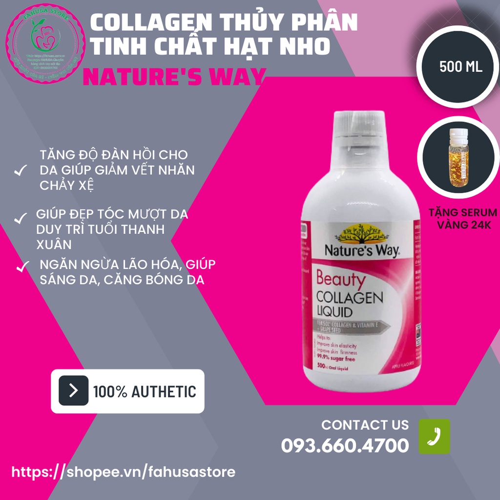 COLLAGEN NATURE’S WAY BEAUTY COLLAGEN LIQUID VỚI COLLAGEN KẾT HỢP TINH CHẤT HẠT NHO VÀ VITAMIN E 500 ML