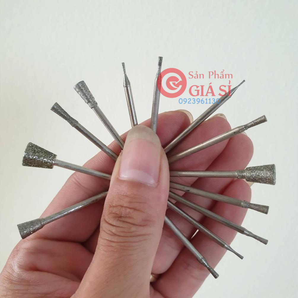 Bộ 13 Mũi mài kim cương hình trụ chân cán 2.35mm hay 2mm ❤️freeship❤️