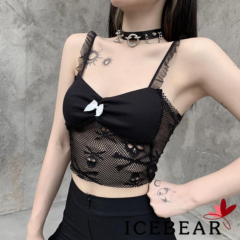 Áo hai dây croptop họa tiết đầu lâu phong cách gothic thời trang quyến rũ cho nữ