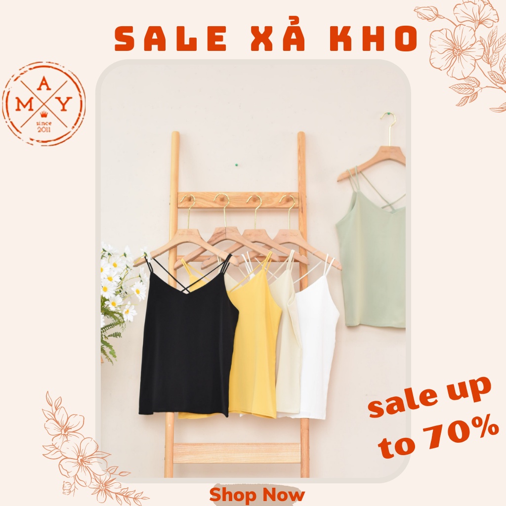 Áo 2 Dây Nữ Trơn MAY.SINCE2011 Thiết Kế Dáng Ôm Dây Kép Cách Điệu Chất Liệu Lụa MAH05-0332